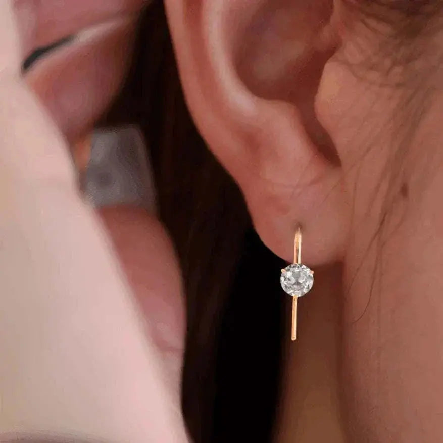 14K 18k Yellow Gold 3ct Slender Elder Mine Cut Lab Diamond Lever Earrings can be customized in other specifications - The Sparkling Squirrels & Co.