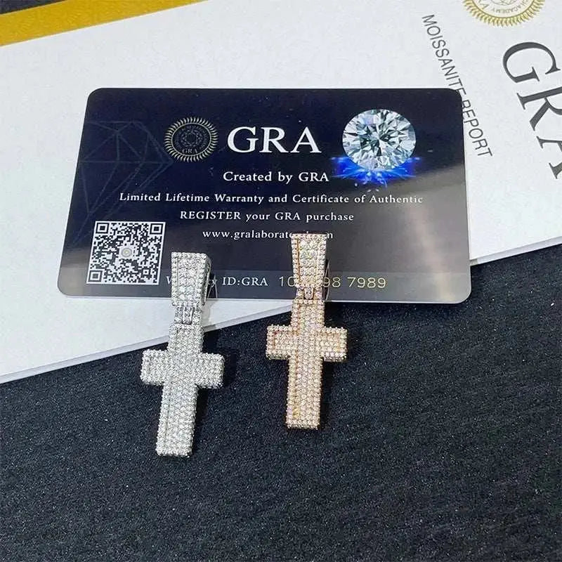 Diamond hair cross-border new product 925 silver moissanite personalized cross pendant rose gold Hiphop necklace pendant - The Sparkling Squirrels & Co.
