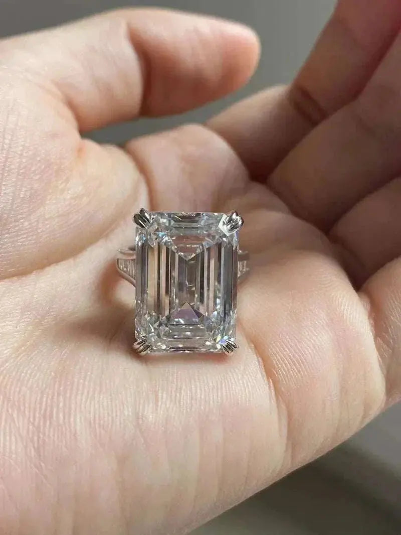 Ruif Unique Customized Luxury Design Emerald Cut 20ct F VS1 Lab Grown Diamonds Rings for Wedding Band Gifts Fine Jewelry IGI - The Sparkling Squirrels & Co.