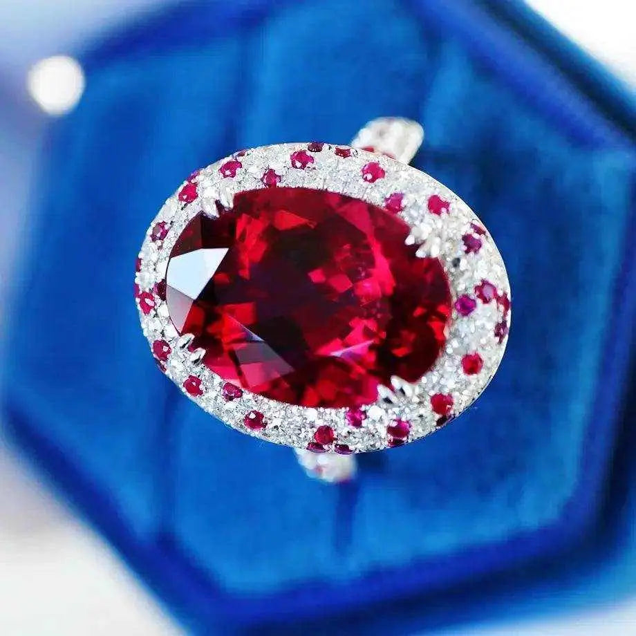 JHY25 Red Tourmaline About 7.7ct Pure 18K Gold Jewel Natural Pink Tourmaline Gemstones Diamonds Female Rings for Women Fine Ring - The Sparkling Squirrels & Co.