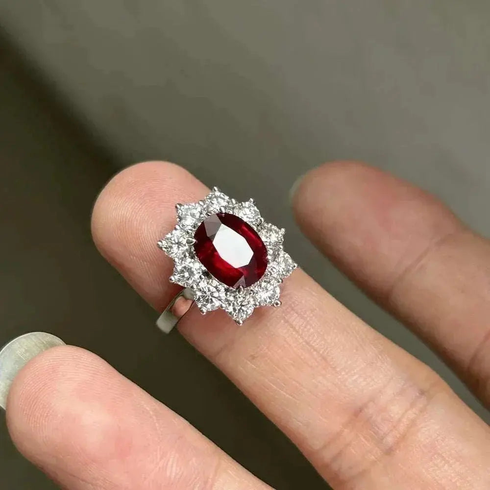 Meisidian Hot Sale 18K White Pure Gold G VS 100% Real Diamond 3 Carat Natural Original Mozambique Ruby Women Fashion Ring - The Sparkling Squirrels & Co.