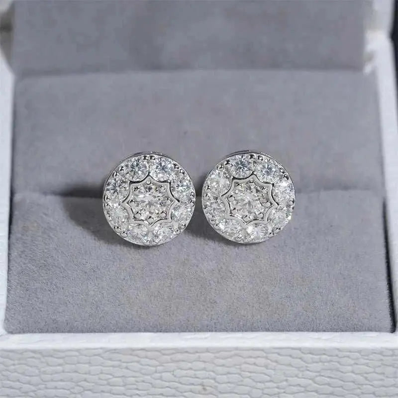 Diamond hair jewelry hot-selling stud earrings 925 silver moissanite classic round earrings, men's and women's versatile manufac - The Sparkling Squirrels & Co. 