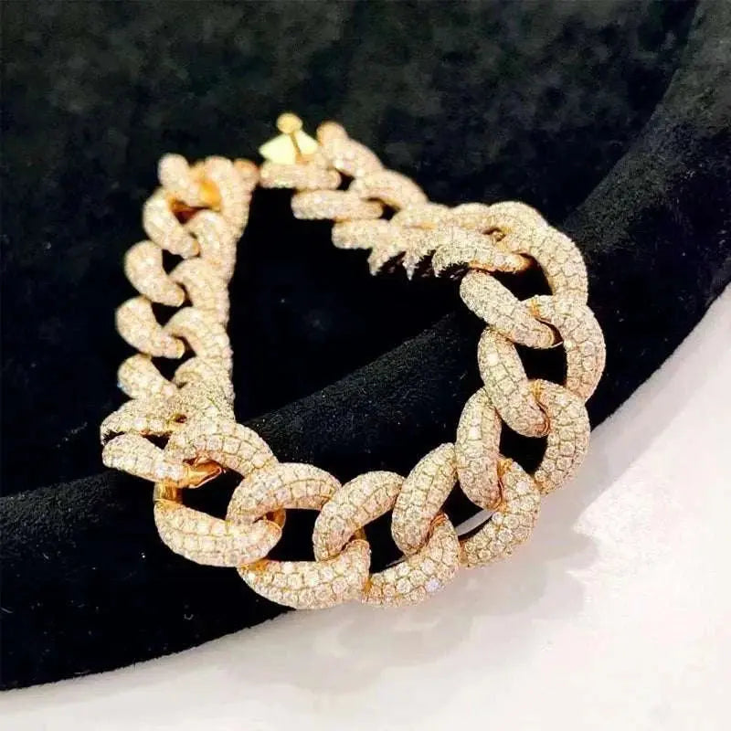 Three-dimensional three-row bracelet 18K gold diamond bracelet real gold real diamond ins light luxury high jewelry bracelet - The Sparkling Squirrels & Co.