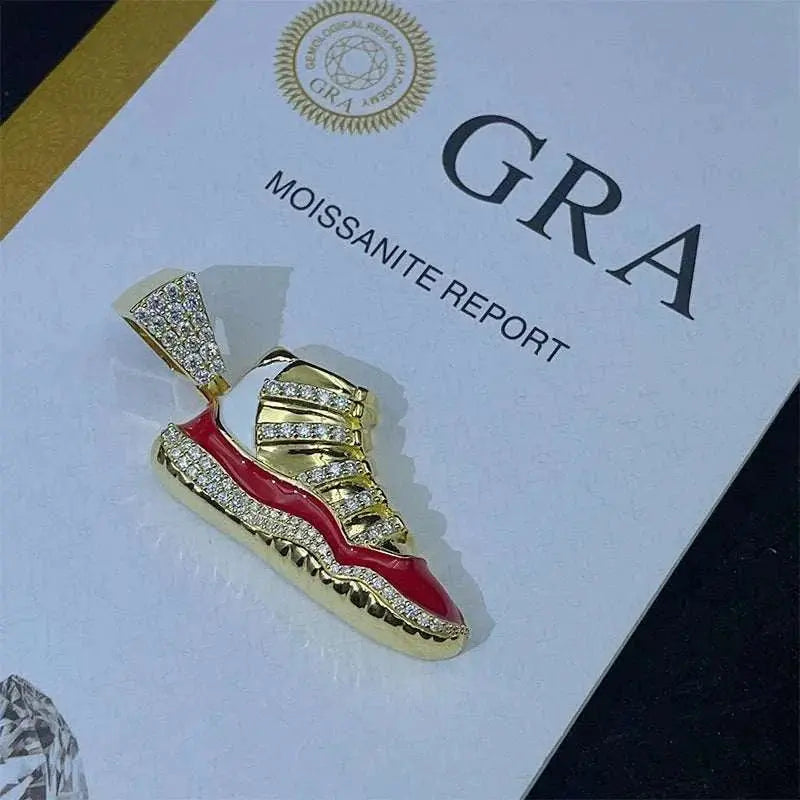 Diamond hair new personalized shoes pendant 925 silver moissanite inlaid with European and American trendy brands men's hip-hop - The Sparkling Squirrels & Co.