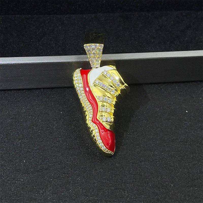 Diamond hair new personalized shoes pendant 925 silver moissanite inlaid with European and American trendy brands men's hip-hop - The Sparkling Squirrels & Co.