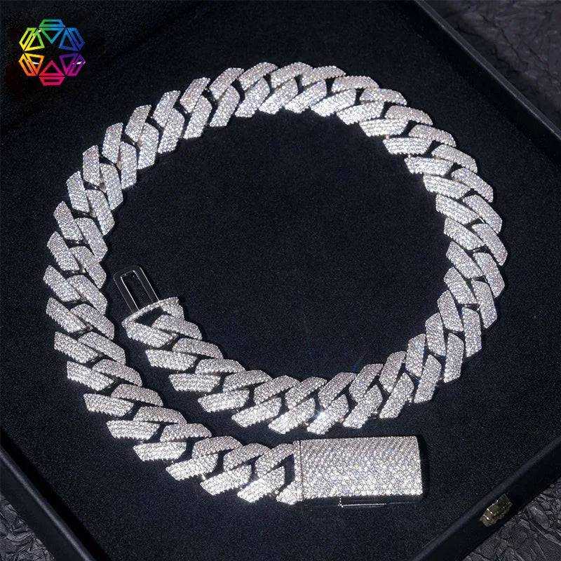Diamond hair new cross-border hot-selling 18m4 row stone Cuban chain 5A zircon inlaid with European and American hip-hop men's b - The Sparkling Squirrels & Co.