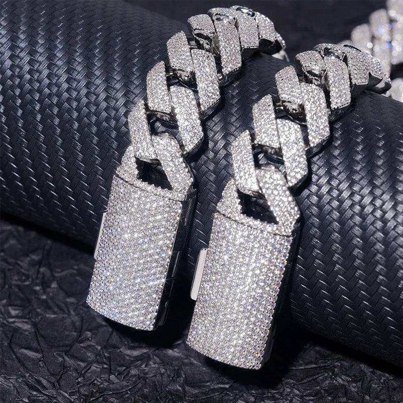 Diamond hair new cross-border hot-selling 18m4 row stone Cuban chain 5A zircon inlaid with European and American hip-hop men's b - The Sparkling Squirrels & Co.