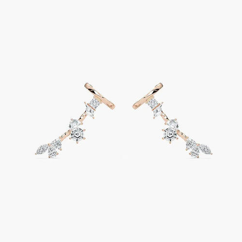 Mixed Shape Lab Grown Diamond Cuff Earrings - The Sparkling Squirrels & Co.