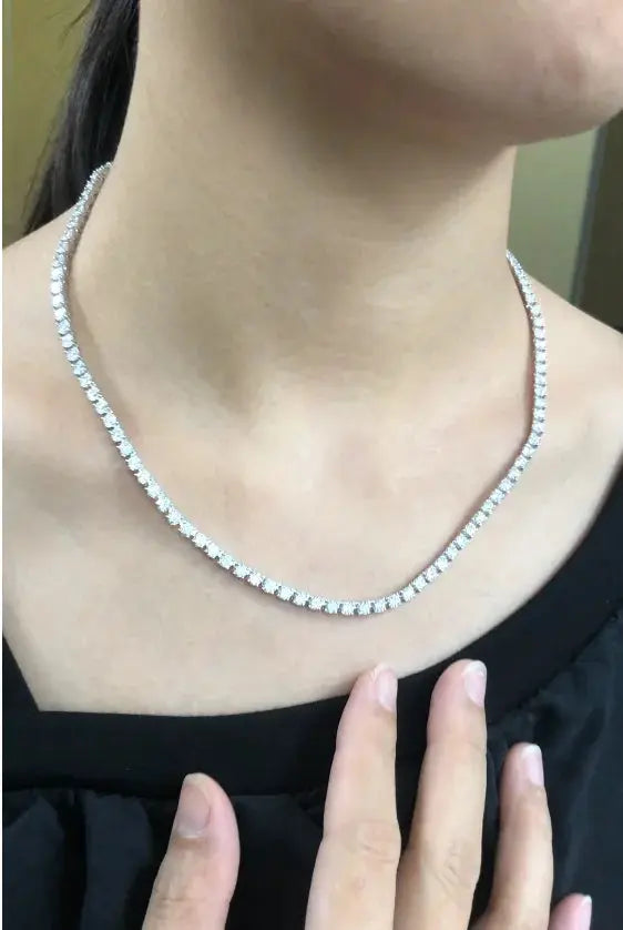Round Cut Diamond Tennis Necklace, Lab Grown Diamond Necklace, Unisex Tennis Necklace, 0.1 CT each Round Diamond Necklace, Gift Maison Valderre