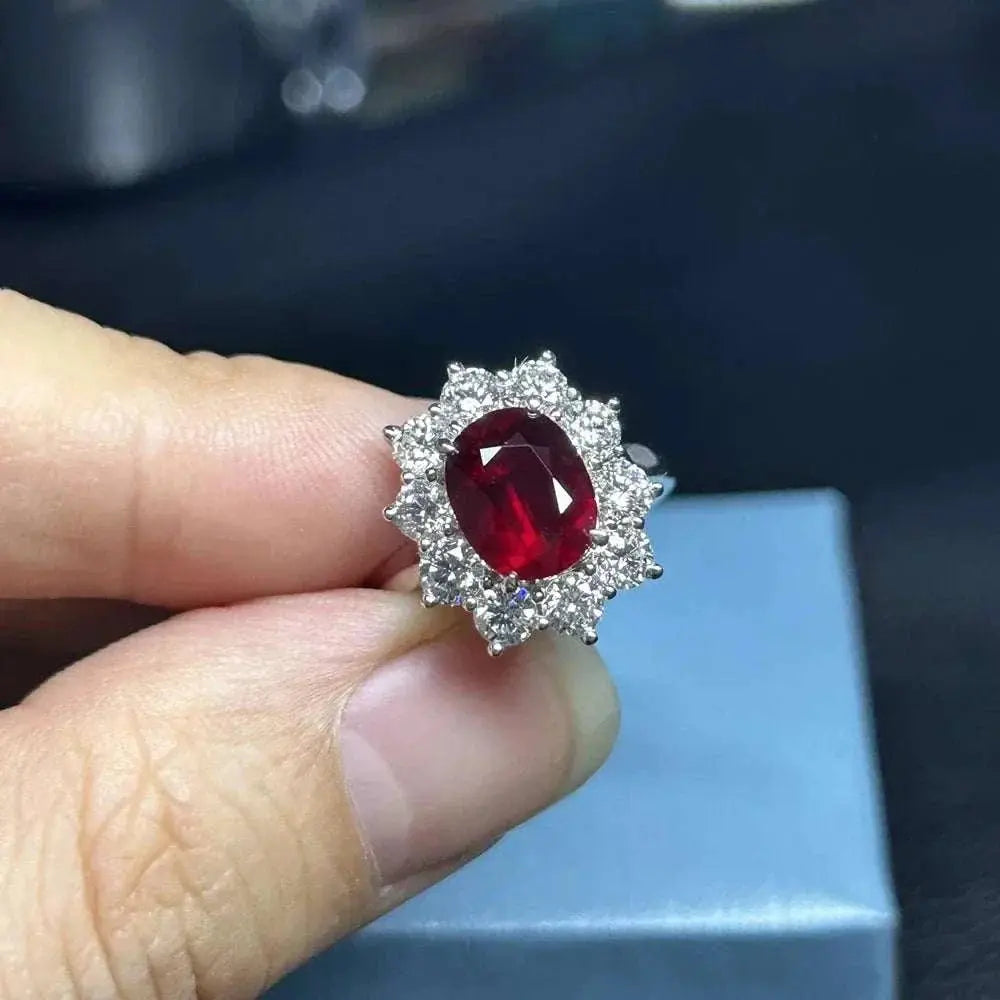 Meisidian Hot Sale 18K White Pure Gold G VS 100% Real Diamond 3 Carat Natural Original Mozambique Ruby Women Fashion Ring - The Sparkling Squirrels & Co.